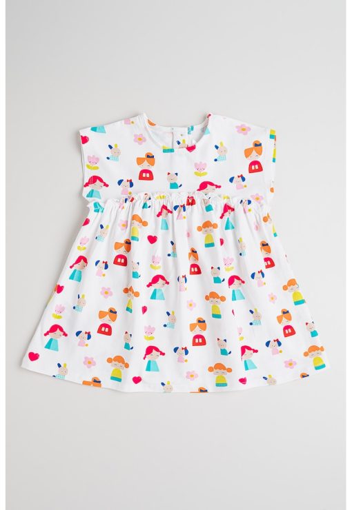 Rochie evazata din amestec de bumbac cu model-FETE/IMBRACAMINTE/Rochii-IMBRACAMINTE/Rochii