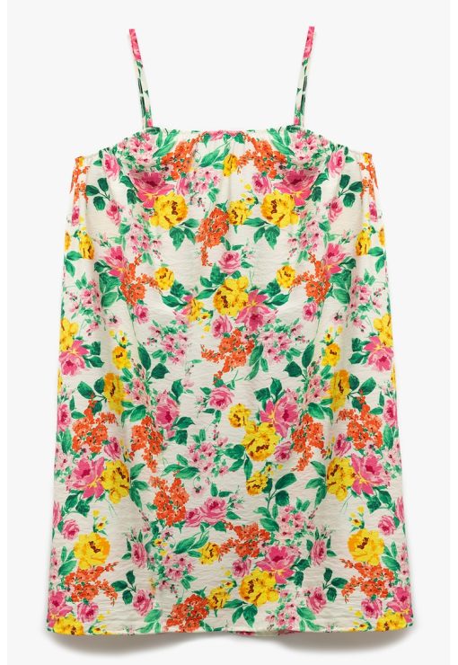Rochie fara maneci cu model floral-FETE/IMBRACAMINTE/Rochii-IMBRACAMINTE/Rochii