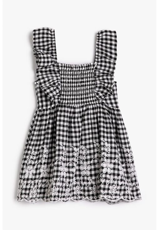 Rochie in carouri cu margini valurite-FETE/IMBRACAMINTE/Rochii-IMBRACAMINTE/Rochii