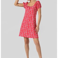Rochie mini cu croiala in A si imprimeu floral-FEMEI/IMBRACAMINTE/Rochii-IMBRACAMINTE/Rochii