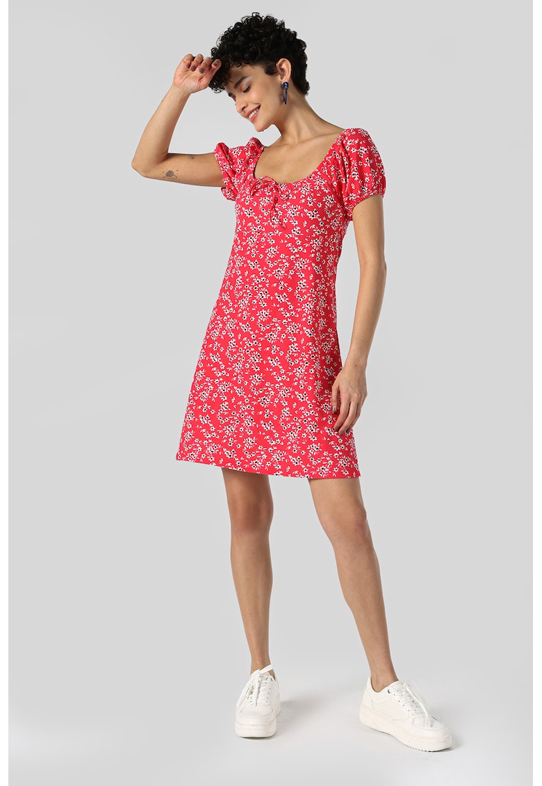 Rochie mini cu croiala in A si imprimeu floral-FEMEI/IMBRACAMINTE/Rochii-IMBRACAMINTE/Rochii