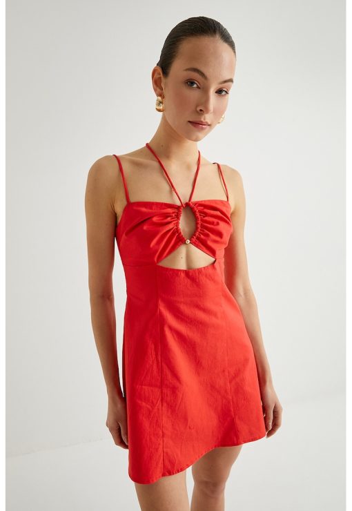 Rochie mini din amestec de in-FEMEI/IMBRACAMINTE/Rochii-IMBRACAMINTE/Rochii