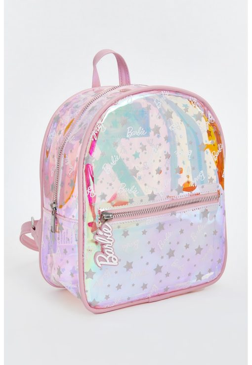 Rucsac cu model holografic si imprimeu Barbie-FETE/GENTI SI ACCESORII/Accesorii-GENTI SI ACCESORII/Accesorii
