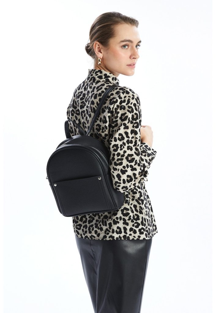 Rucsac din piele ecologica cu buzunar exterior-FEMEI/GENTI SI ACCESORII/Rucsacuri-GENTI SI ACCESORII/Rucsacuri