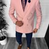 Sacou barbati slim fit 2 randuri de nasturi roz CU MI DEFECT DEF1184 O1-4.3-Sacouri barbati