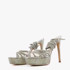 Sandale cu toc Aqsa Argintii 3