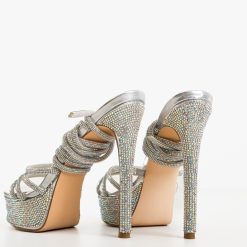 Sandale cu toc Aqsa Argintii 5