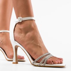 Sandale cu toc Biddy Albe 3