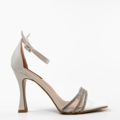 Sandale cu toc Biddy Albe 5