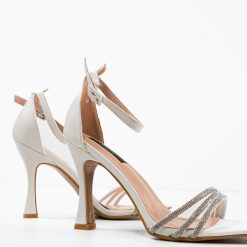 Sandale cu toc Biddy Albe 7