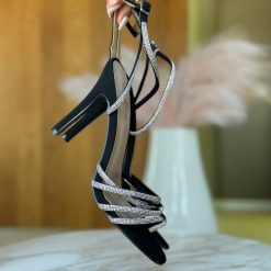 Sandale cu toc Evie Negre 3