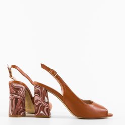 Sandale cu toc Flogre Camel 4