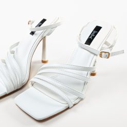 Sandale cu toc Irmak Albe 4
