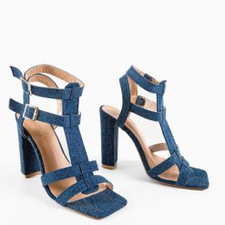 Sandale cu toc Joy Albastre 2 4