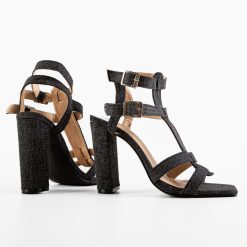 Sandale cu toc Joy Negre 4