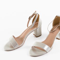 Sandale cu toc Leire Argintii 4