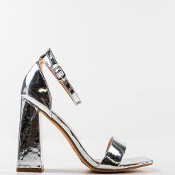 Sandale cu toc Pastev Argintii 4