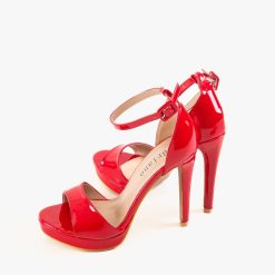 Sandale cu toc Shields Rosii 3