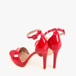 Sandale cu toc Shields Rosii 4