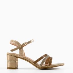 Sandale cu toc Sunbell Aurii 3