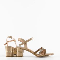 Sandale cu toc Sunbell Aurii 4