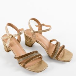 Sandale cu toc Sunbell Aurii 5