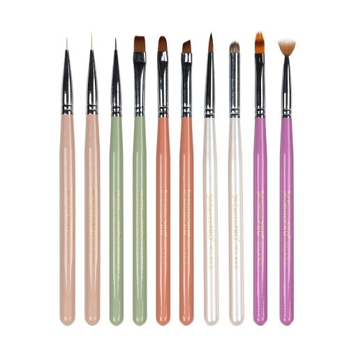Set 10 Pensule Profesionale Manichiura Nail Art & Constructie Unghii SensoPRO Milano-Accesorii Unghii > Set Pensule Unghii