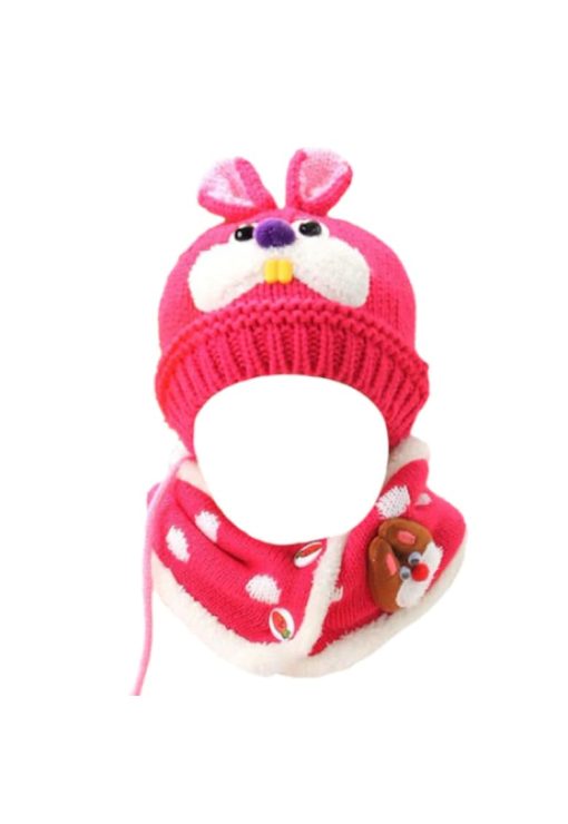 Set Caciulita Si Fular Roz Iepuras Pami-FETE/GENTI SI ACCESORII/Palarii