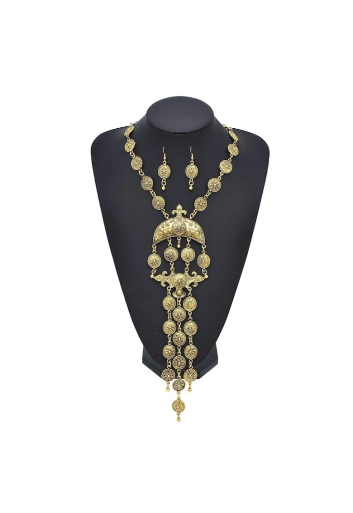 Set colier si cercei - auriu - stil hippie - Olise C12-FEMEI/GENTI SI ACCESORII/Bijuterii-GENTI SI ACCESORII/Bijuterii