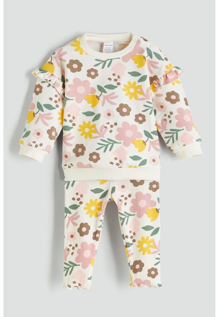 Set de bluza cu imprimeu floral si pantaloni - 2 piese-FETE/IMBRACAMINTE/Seturi de imbracaminte-IMBRACAMINTE/Seturi de imbracaminte