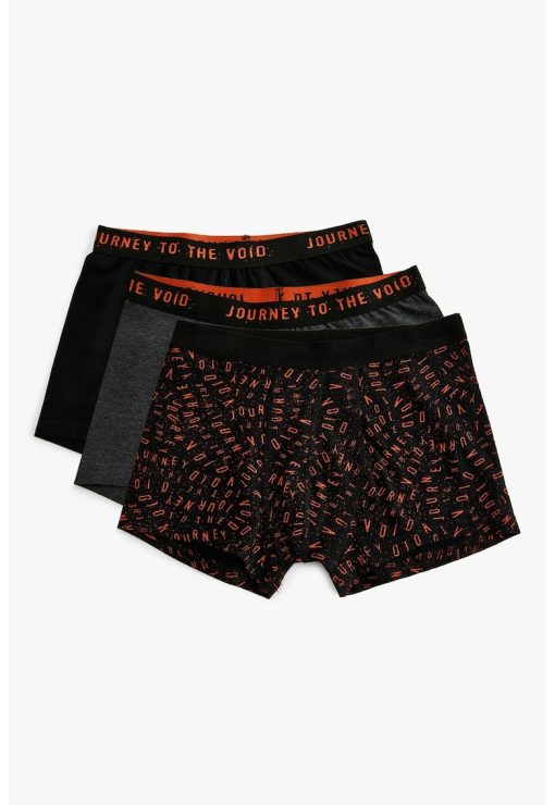 Set de boxeri cu imprimeu text - 3 Perechi-BAIETI/IMBRACAMINTE/Lenjerie intima-IMBRACAMINTE/Lenjerie intima