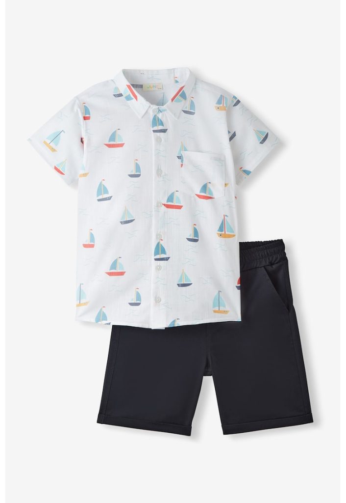 Set de camasa cu imprimeu si pantaloni scurti - 2 piese-BAIETI/IMBRACAMINTE/Seturi de imbracaminte-IMBRACAMINTE/Seturi de imbracaminte