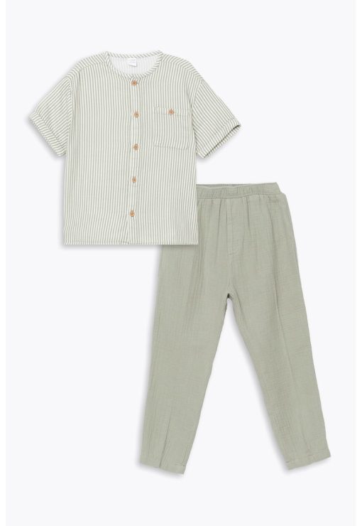 Set de camasa si pantaloni din bumbac-BAIETI/IMBRACAMINTE/Seturi de imbracaminte-IMBRACAMINTE/Seturi de imbracaminte