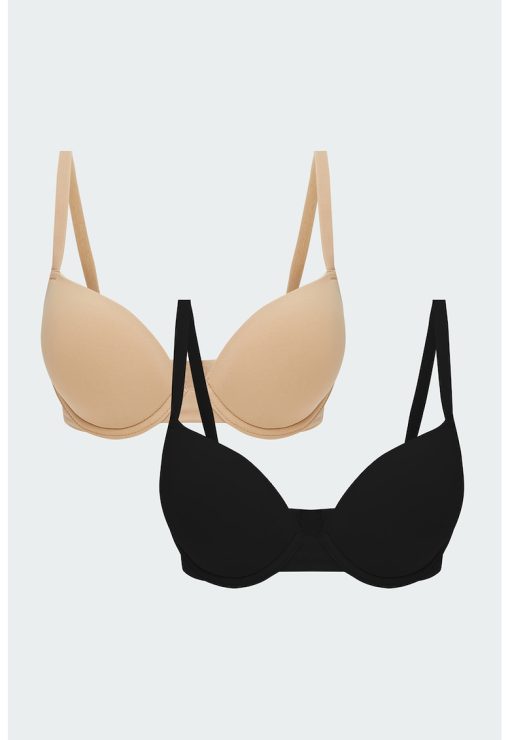Set de sutiene cu burete - model uni si bretele ajustabile - 2 piese-FEMEI/IMBRACAMINTE/Tricouri si maiouri-IMBRACAMINTE/Tricouri si maiouri