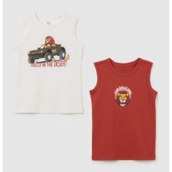 Set de top-uri din bumbac cu imprimeu - 2 piese-BAIETI/IMBRACAMINTE/Tricouri si maiouri-IMBRACAMINTE/Tricouri si maiouri