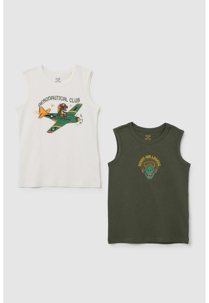 Set de top-uri din bumbac cu imprimeu - 2 piese-BAIETI/IMBRACAMINTE/Tricouri si maiouri-IMBRACAMINTE/Tricouri si maiouri