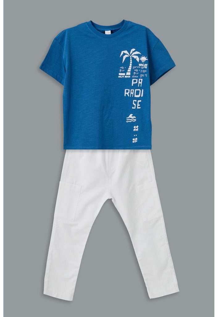 Set de tricou din amestec de bumbac si pantaloni - 2 piese-BAIETI/IMBRACAMINTE/Seturi de imbracaminte-IMBRACAMINTE/Seturi de imbracaminte