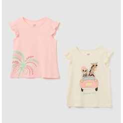 Set de tricouri cu imprimeu grafic - 2 piese-FETE/IMBRACAMINTE/Tricouri si maiouri-IMBRACAMINTE/Tricouri si maiouri