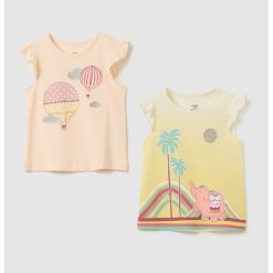 Set de tricouri cu imprimeu si detaliu stralucitor - 2 piese-FETE/IMBRACAMINTE/Tricouri si maiouri-IMBRACAMINTE/Tricouri si maiouri