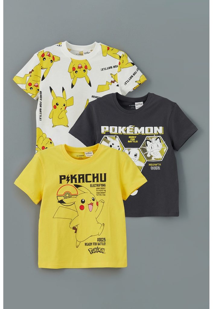 Set de tricouri de bumbac cu imprimeu Pikachu - 3 piese-BAIETI/IMBRACAMINTE/Tricouri si maiouri-IMBRACAMINTE/Tricouri si maiouri