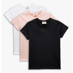 Set de tricouri din amestec de bumbac cu model uni - 2 piese-FETE/IMBRACAMINTE/Tricouri si maiouri-IMBRACAMINTE/Tricouri si maiouri