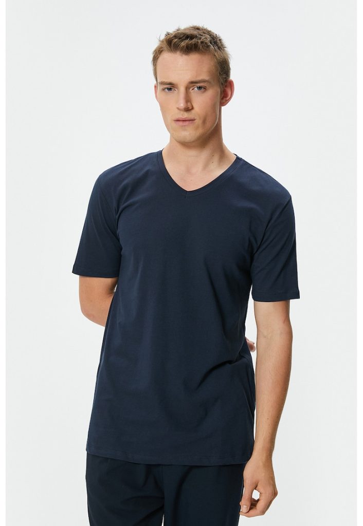 Set de tricouri slim fit cu decolteu in V - 2 piese-BARBATI/IMBRACAMINTE/Tricouri si maiouri-IMBRACAMINTE/Tricouri si maiouri