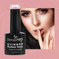Shimmer Rubber Base SensoPRO Milano 13 Musical Rose Shimmer Gold 10ml 1