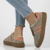 Sneaker piele naturala 6764 khaki-orange-Pantofi-Pantofi