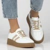 Sneaker piele naturala 6776 alb-bej-Pantofi-Pantofi