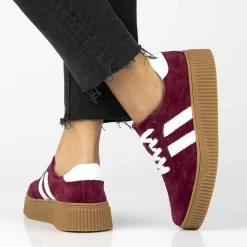 Sneaker piele naturala 6776 burgundy-Pantofi-Pantofi
