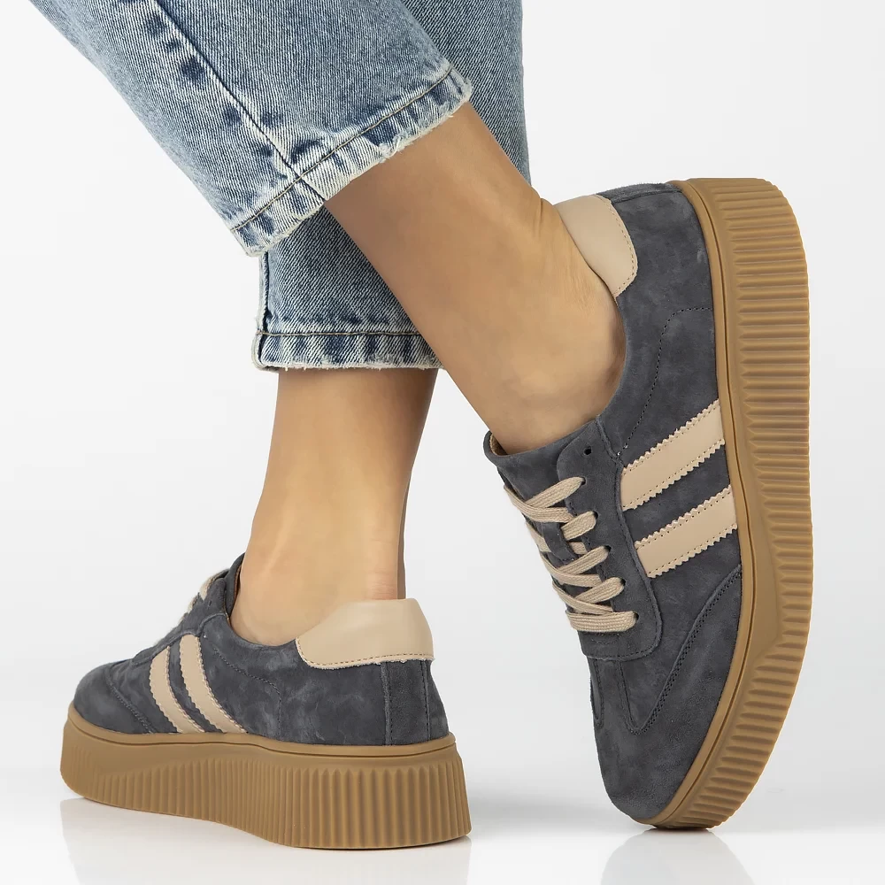 Sneaker piele naturala 6776 gri-Pantofi-Pantofi