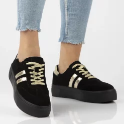 Sneaker piele naturala 6841 negru-auriu-Pantofi-Pantofi