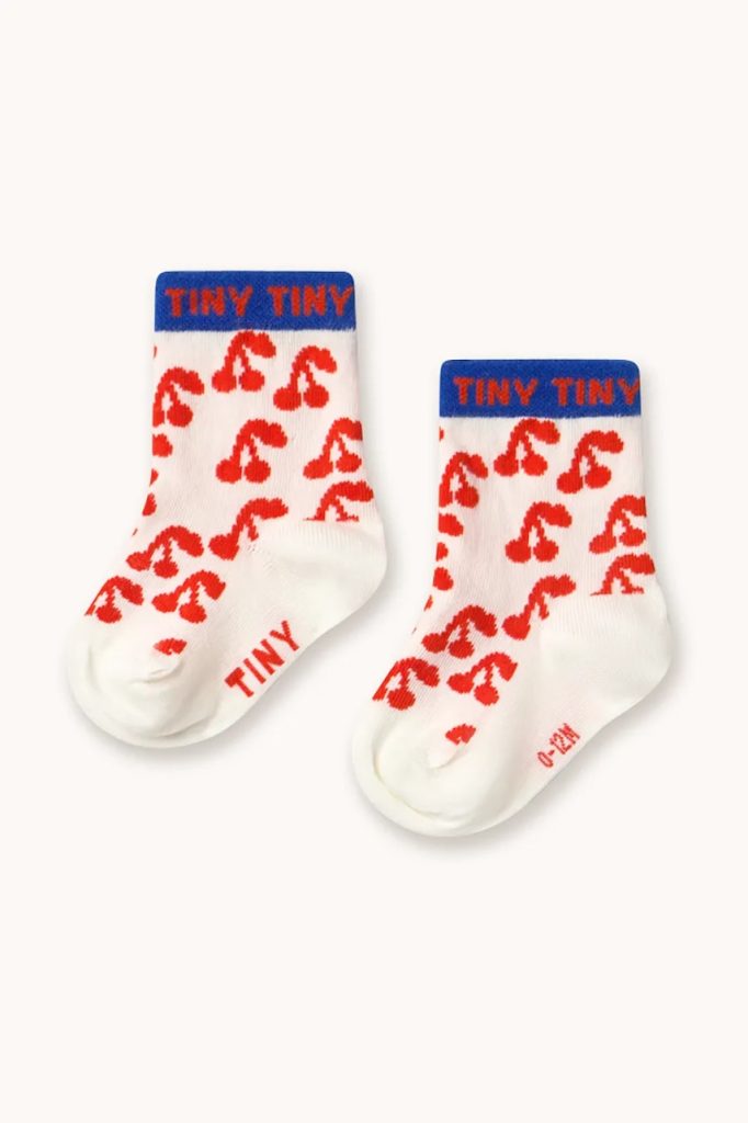 Tinycottons șosete copii CHERRIES MEDIUM SOCKS culoarea alb