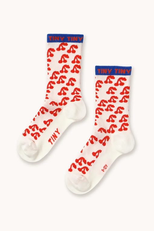 Tinycottons șosete copii CHERRIES MEDIUM SOCKS culoarea alb